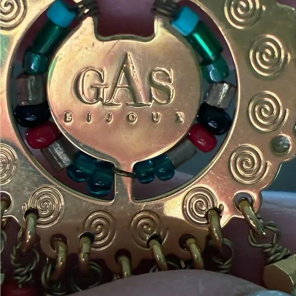 GAS Bijoux Maricopa Beaded Drop Earrings Gold Pink Blue - Picture 5 of 5